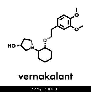 Vernakalant atrial fibrillation drug molecule. Skeletal formula Stock