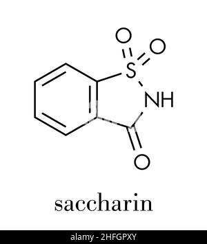 Saccharin artificial sweetener molecule. Skeletal formula. Stock Vector