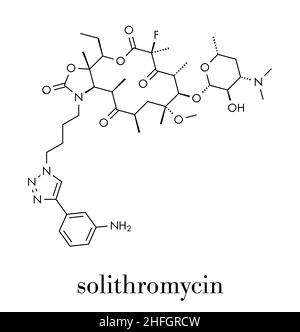 Solithromycin antibiotic drug molecule. Skeletal formula. Stock Vector