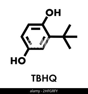TBHQ, tert-Butylhydroquinone, tertiary butylhydroquinone molecule. It ...