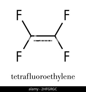 Tetrafluoroethylene (TFE), polytetrafluoroethylene (PTFE) polymer building block. PTFE is used in non-stick coating for cookware and as a lubricant. S Stock Vector