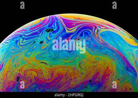 Multicolored abstract soap bubble close up macro Stock Photo