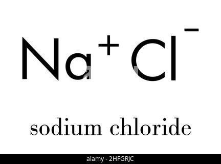 Sodium chloride (table salt), chemical structure. Skeletal formula. Stock Vector