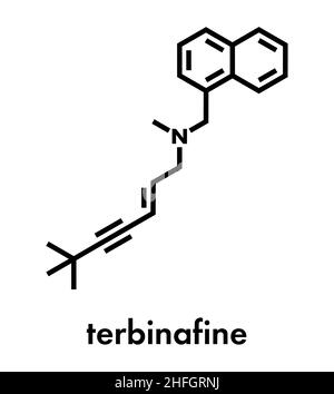 Terbinafine antifungal drug molecule. Skeletal formula. Stock Vector