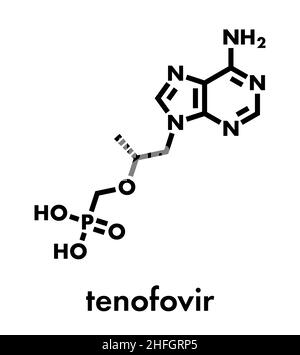 Tenofovir HIV drug molecule. Skeletal formula. Stock Vector