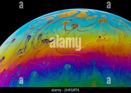 Multicolored abstract soap bubble close up macro Stock Photo