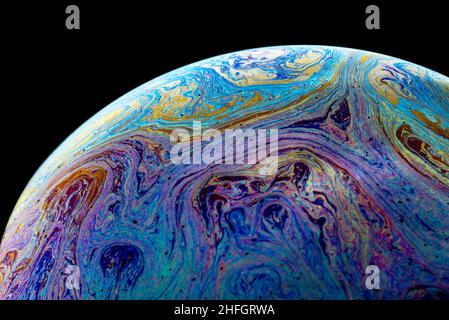 Multicolored abstract soap bubble close up macro Stock Photo