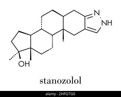 Stanozolol anabolic steroid drug, chemical structure. Skeletal formula ...