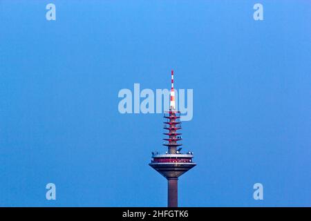 television tower of Frankfurt in the evening Stock Photo