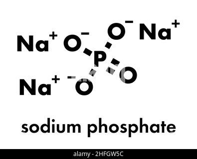 Sodium phosphate, chemical structure. Skeletal formula. Stock Vector