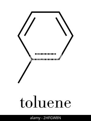 Toluene (methylbenzene, toluol) chemical solvent molecule. Skeletal formula. Stock Vector