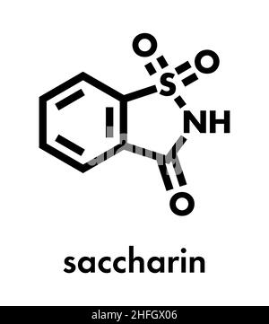 Saccharin artificial sweetener molecule. Skeletal formula. Stock Vector