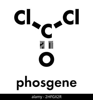 Phosgen Phosgene molecule. Common chemical reagent, also used as chemical ...