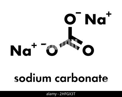 Sodium carbonate salt (washing soda, soda crystals), chemical structure. Skeletal formula. Stock Vector