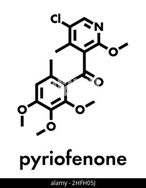 Pyriofenone fungicide molecule. Skeletal formula. Stock Vector