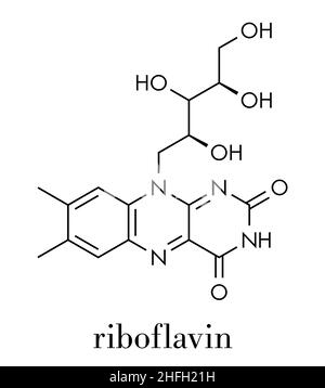 Vitamin B2 (riboflavin) molecule. Skeletal formula. Stock Vector