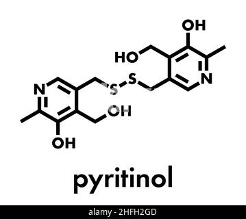 Pyritinol (pyridoxine disulfide) cognitive and learning disorder drug molecule. Also used in nootropic dietary supplements. Skeletal formula. Stock Vector