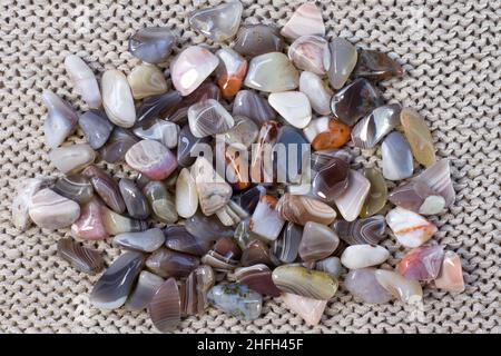 Natural Agate, various types and color, gems mineral collection as nice natural background top view Stock Photo