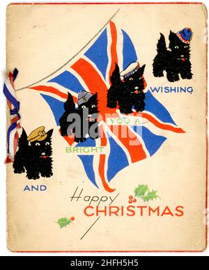 British Forces Christmas Card sent from the Western Front in France to the UK, during the Phoney War, 1939 - 1940 Stock Photo