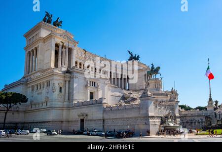 Rome, Italy - May 25, 2018: Altare della Patria - Victor Emmanuel II Monument at Piazza Venezia Venice Square and Capitoline Hill in historic Old Town Stock Photo