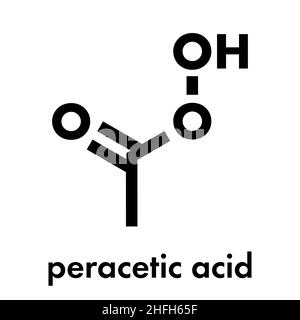 Peracetic acid (peroxyacetic acid, paa) disinfectant molecule. Organic peroxide commonly used as antimicrobial agent. Skeletal formula. Stock Vector