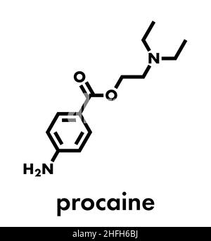 Procaine topical anesthetic drug molecule. Skeletal formula. Stock Vector