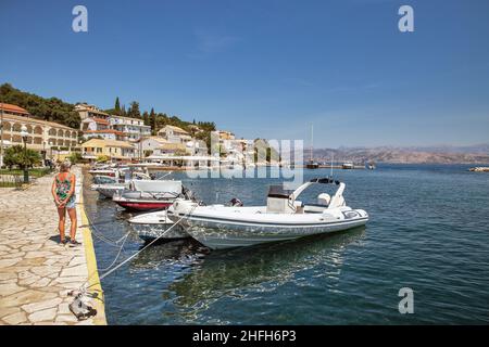 Kassiopi - a fishing village on north-eastern coast of Corfu off the coast  of Albania Stock Photo - Alamy