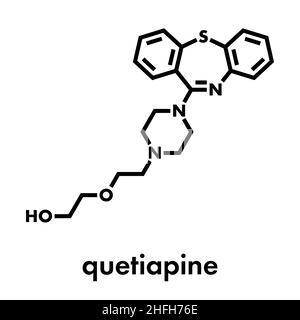 Quetiapine antipsychotic drug molecule. Skeletal formula Stock Vector ...