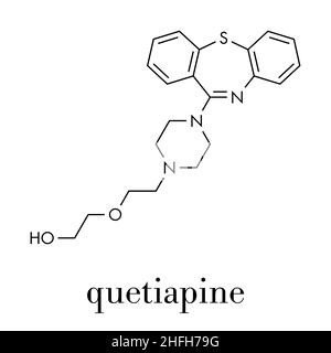 Quetiapine antipsychotic drug molecule. Skeletal formula Stock Vector ...