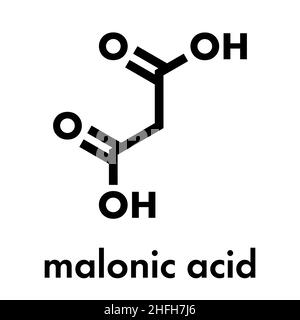 Malonic acid organic dicarboxylic acid molecule. Skeletal formula. Stock Vector