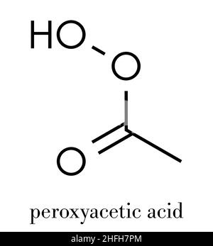 Peracetic acid (peroxyacetic acid, paa) disinfectant molecule. Organic peroxide commonly used as antimicrobial agent. Skeletal formula. Stock Vector