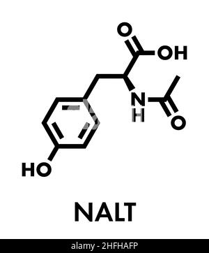 N-acetyl-tyrosine (NALT) molecule. Acetylated form of the amino acid tyrosine. Skeletal formula. Stock Vector