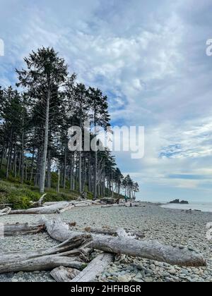 Ruby Beach is the northernmost of the southern beaches in the coastal section of Olympic National Park in the U.S. state of Washington. It is located Stock Photo