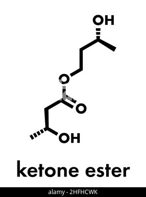 Ketone ester molecule. Present in drinks to induce ketosis. Skeletal formula. Stock Vector