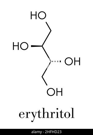 Erythritol non-caloric sweetener molecule. Skeletal formula. Stock Vector