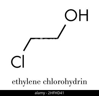 Ethylene chlorohydrin molecule. Side product formed during ethylene oxide sterilization. Skeletal formula. Stock Vector