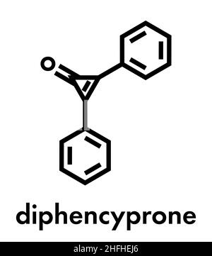 Diphencyprone (diphenylcyclopropenone) alopecia treatment drug molecule. Skeletal formula. Stock Vector