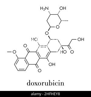 Doxorubicin Cancer Chemotherapy Drug Molecule. Skeletal Formula Stock ...