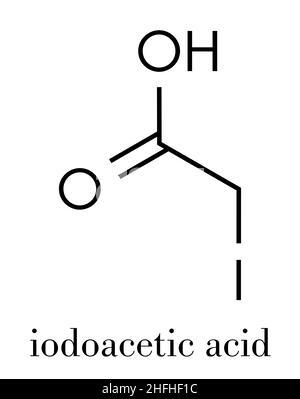 Iodoacetic acid molecule. Toxic alkylating agent. Conventional skeletal ...