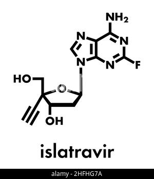 Islatravir HIV drug molecule. Skeletal formula. Stock Vector