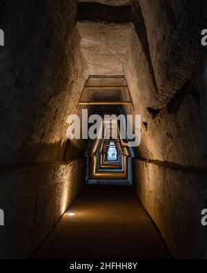 The mysterious Sibyl's cave or “Antro della Sibilla” at Cumae archaeological park, Pozzuoli, Italy Stock Photo