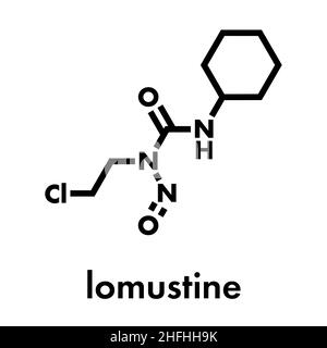 Lomustine brain cancer chemotherapy drug molecule. Skeletal formula. Stock Vector