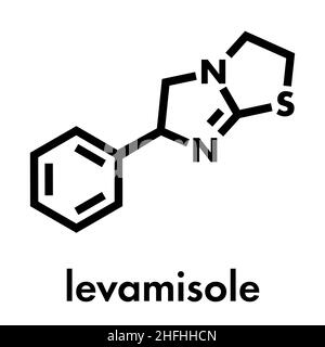 Levamisole antihelmintic drug molecule. levorotary isomer of tetramisole. Skeletal formula. Stock Vector