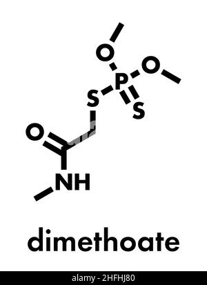 Dimethoate insecticide molecule. Skeletal formula. Stock Vector