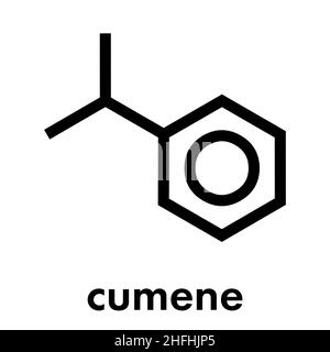 Cumene (isopropylbenzene) aromatic hydrocarbon molecule. Skeletal formula. Stock Vector