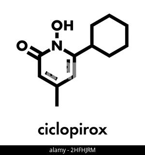 Ciclopirox antifungal drug molecule. Skeletal formula. Stock Vector
