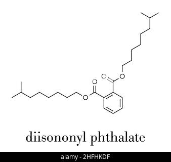 Diisononyl phthalate (DINP) plasticizer molecule. Skeletal formula. Stock Vector