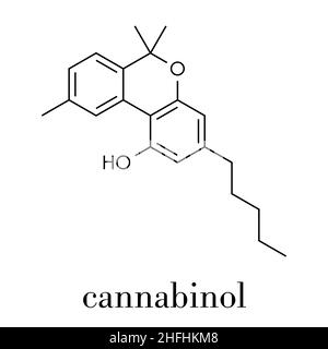 Cannabinol or CBN cannabinoid molecule. Skeletal formula. Stock Vector
