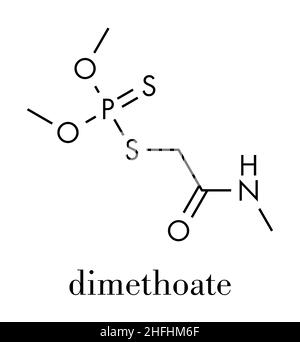 Dimethoate insecticide molecule. Skeletal formula. Stock Vector