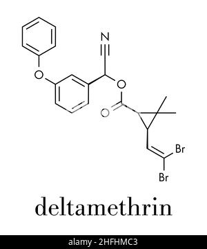 Pyrethroid Formula Deltamethrin insecticide molecule (synthetic pyrethroid). Skeletal ...